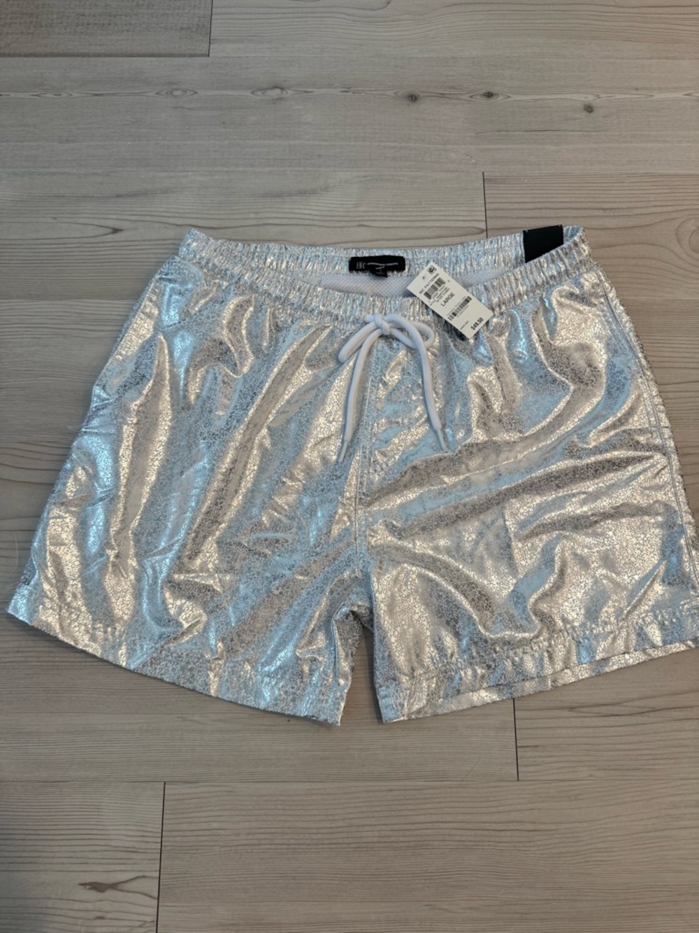 INC International Concepts Silver Metallic Men's Swim Trunks